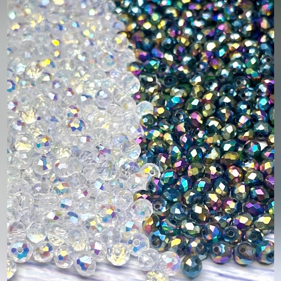 200 Multi Faceted Briolette Rondelle Crystal Glass Beads Jewelry Making DIY Bulk - Picture 3 of 16
